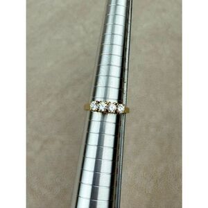 Vintage Gold Tone 4 Stone Setting Ring CZ Piece Size 6.75